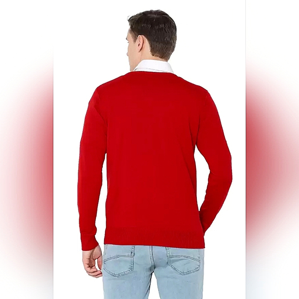 🆕️ Red Allen Solly 100% Merino Wool Sweater - Picture 3 of 12